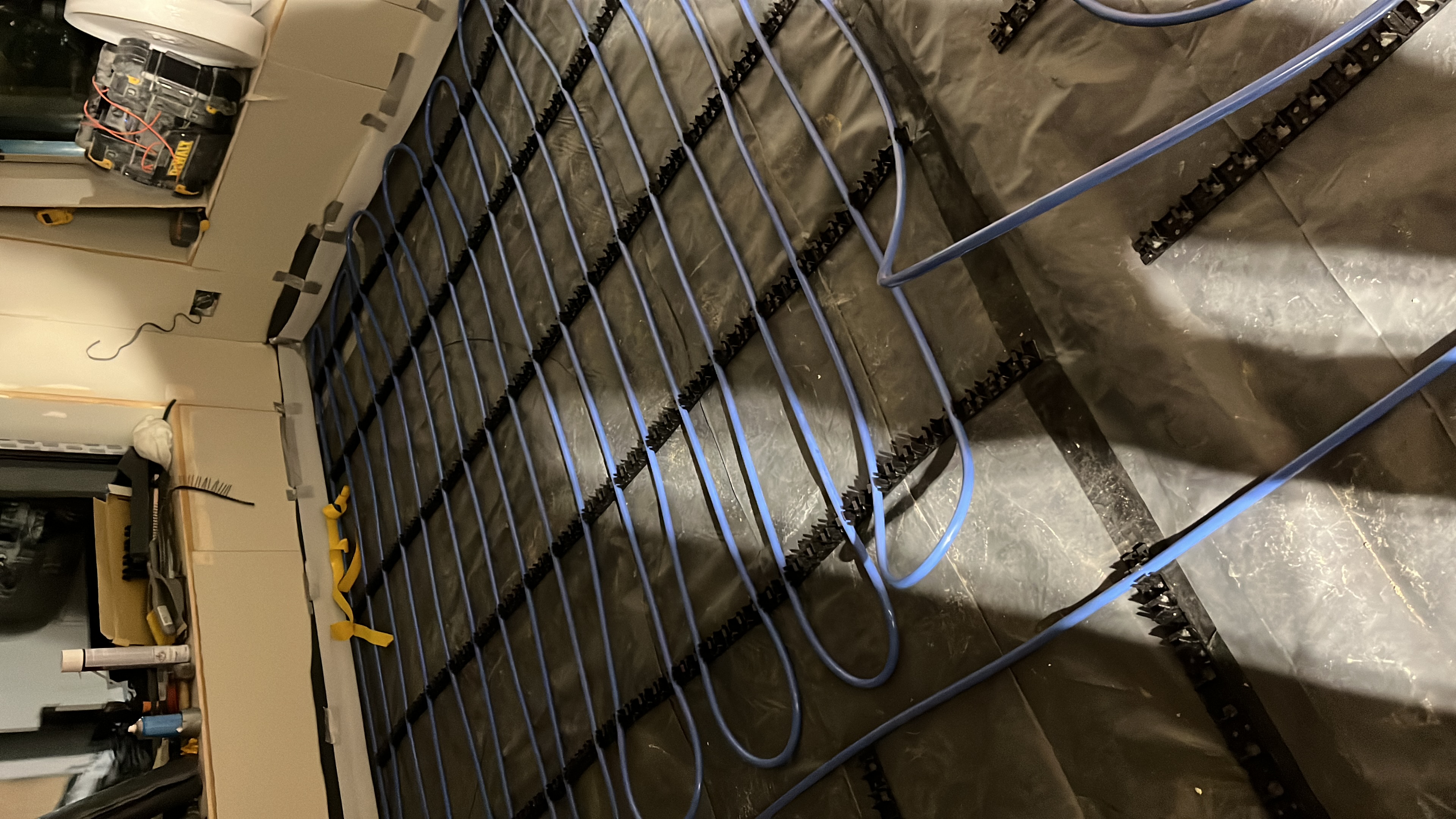 Underfloor heating pipework installation