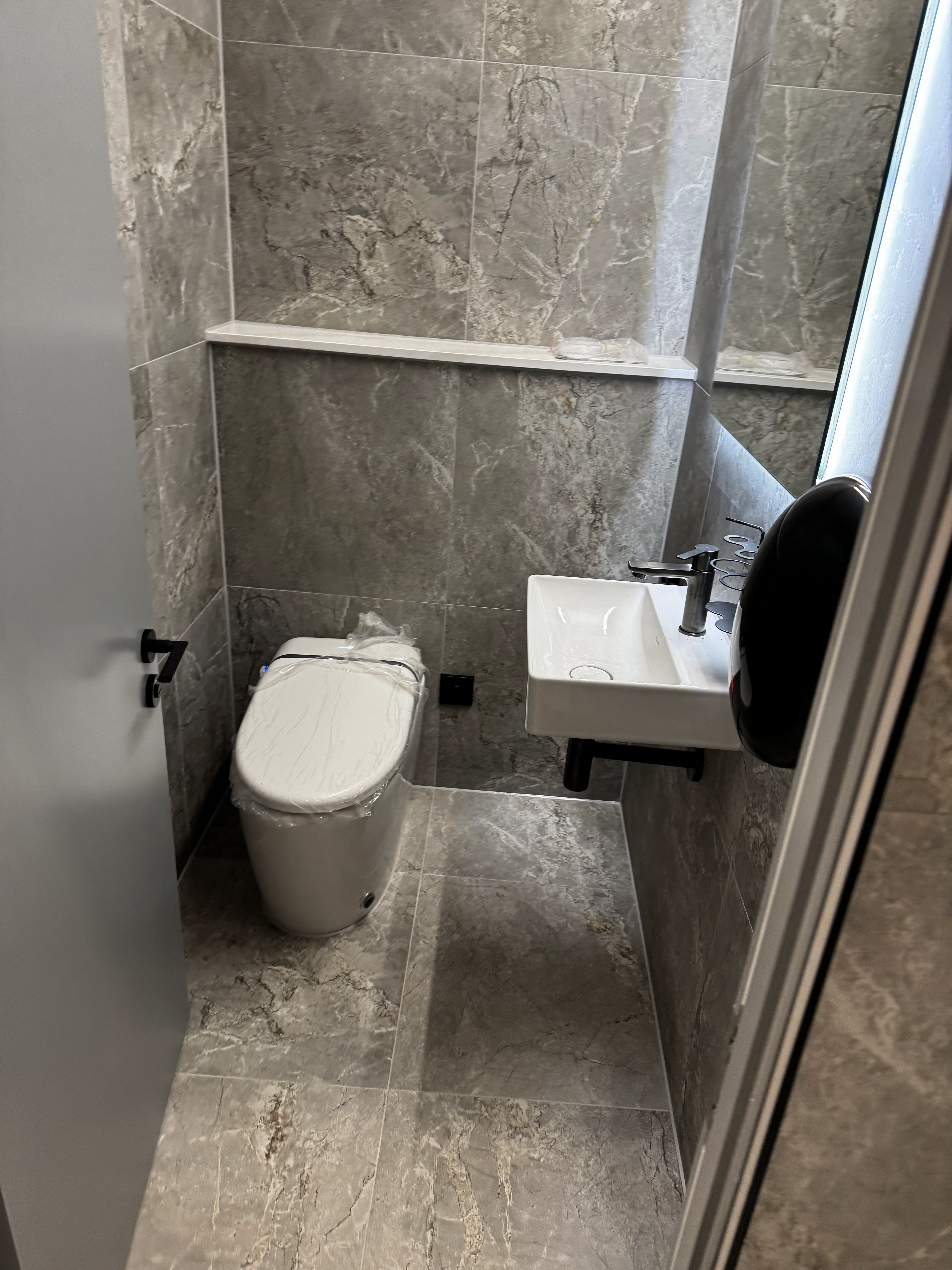 Completed bathroom plumbing installation